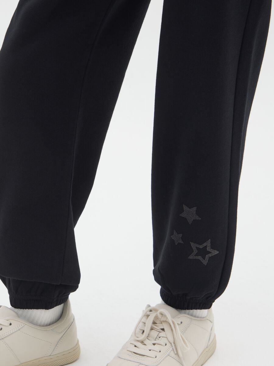 Girls' Black Cotton Jogger Trousers_2