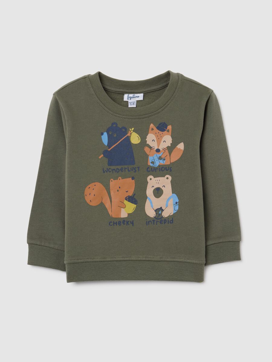 Kids' sweatshirt in pure green cotton regular fit_0