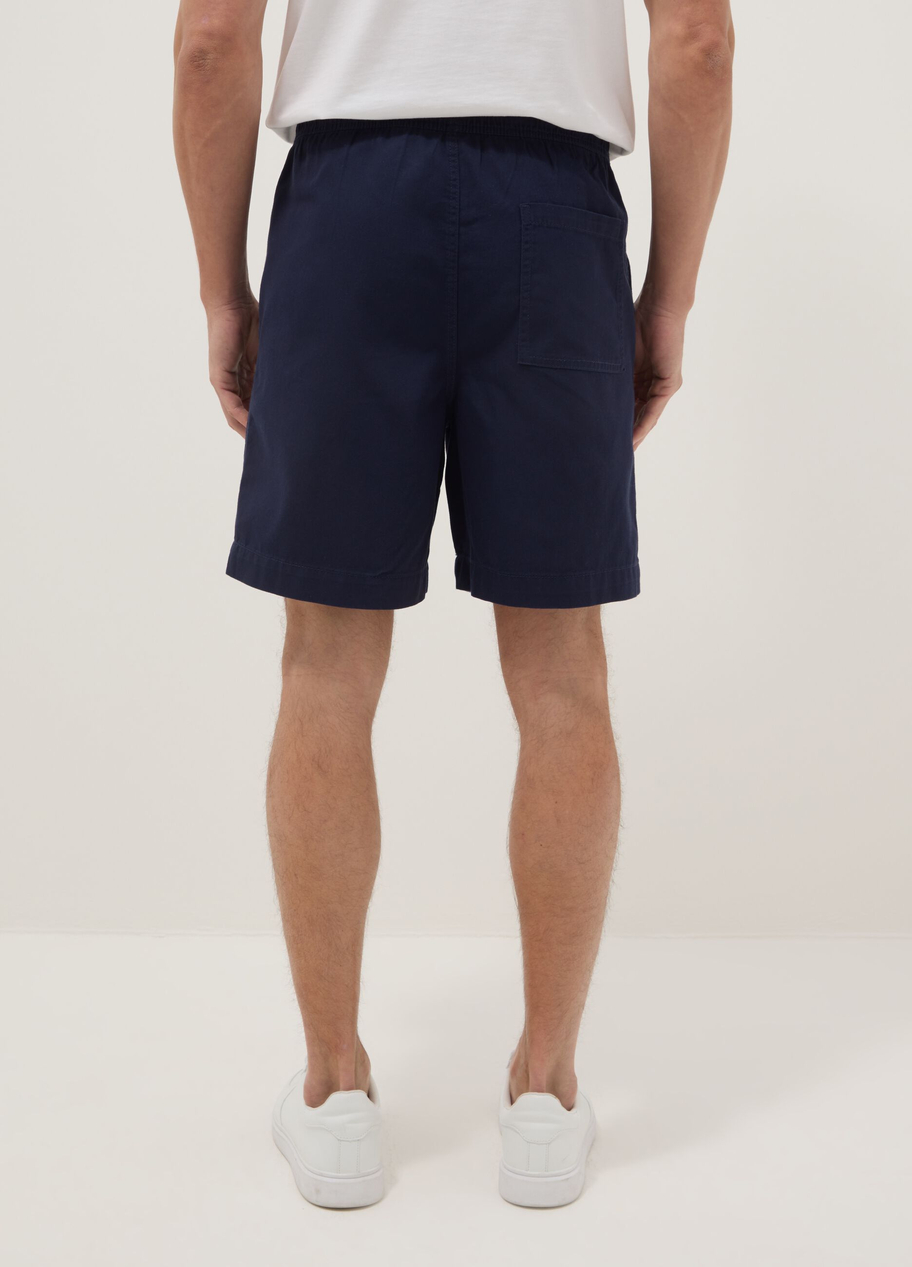 Blue pure cotton Bermuda shorts with elasticated waist