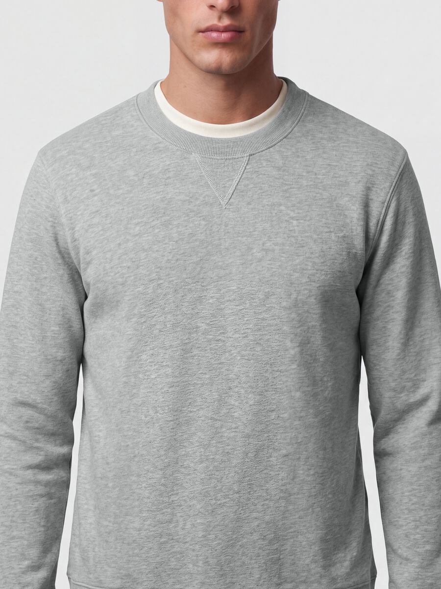 Felpa grigia girocollo in misto cotone regular fit_3