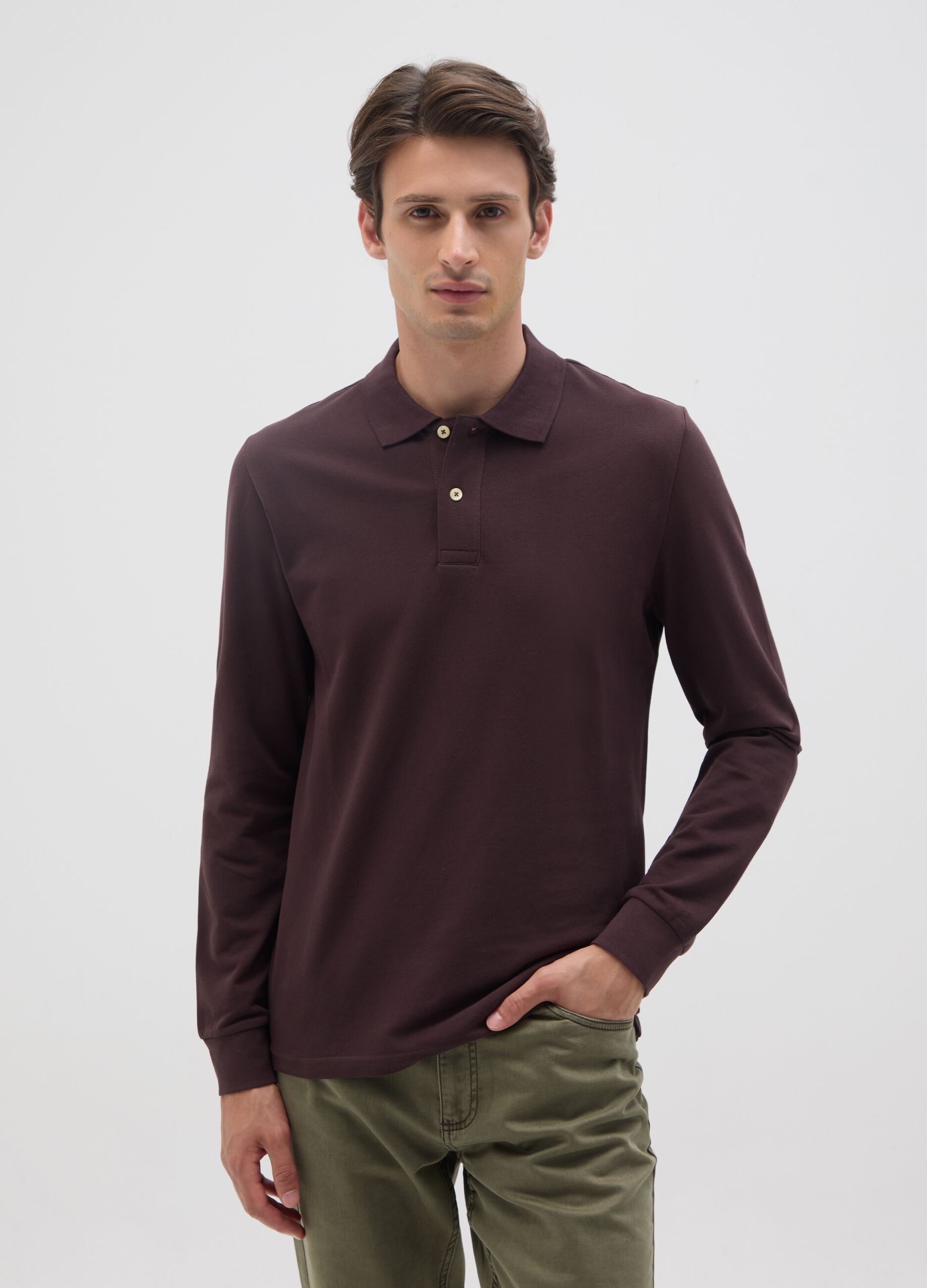 Polo in puro cotone marrone regular fit