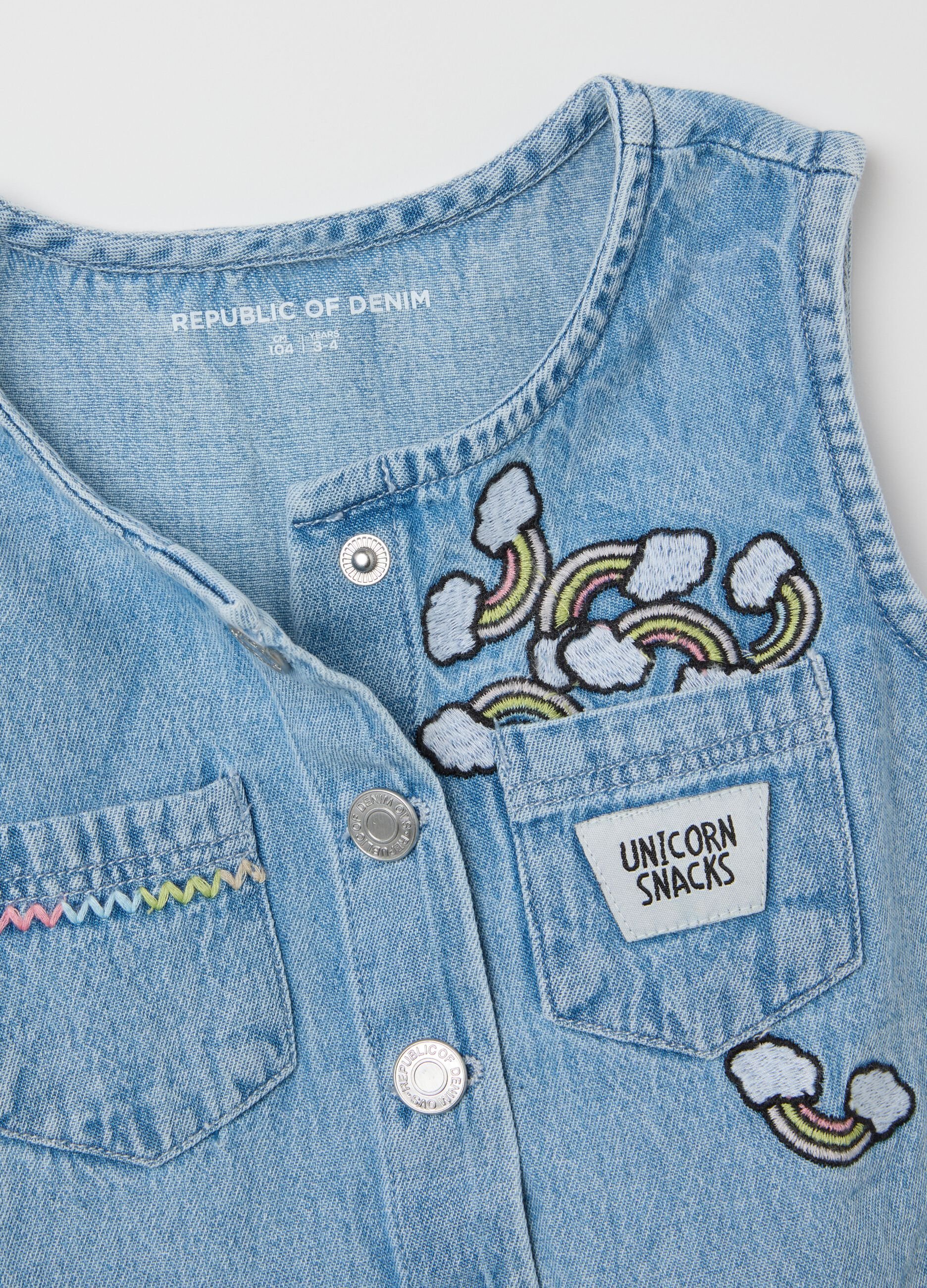 Abito da bambina in puro cotone denim regular fit con dettagli 