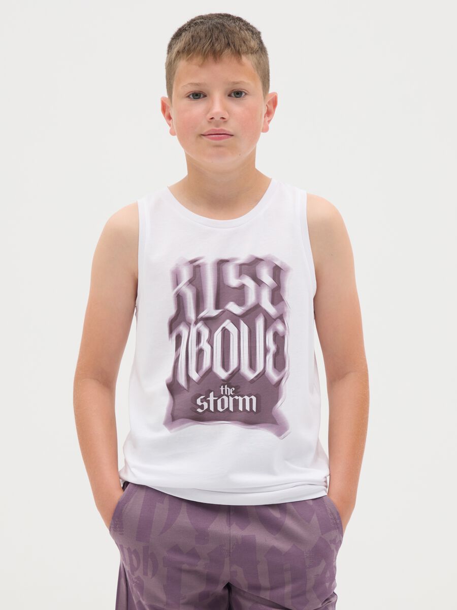 White Vest with Rise Above Prints_0