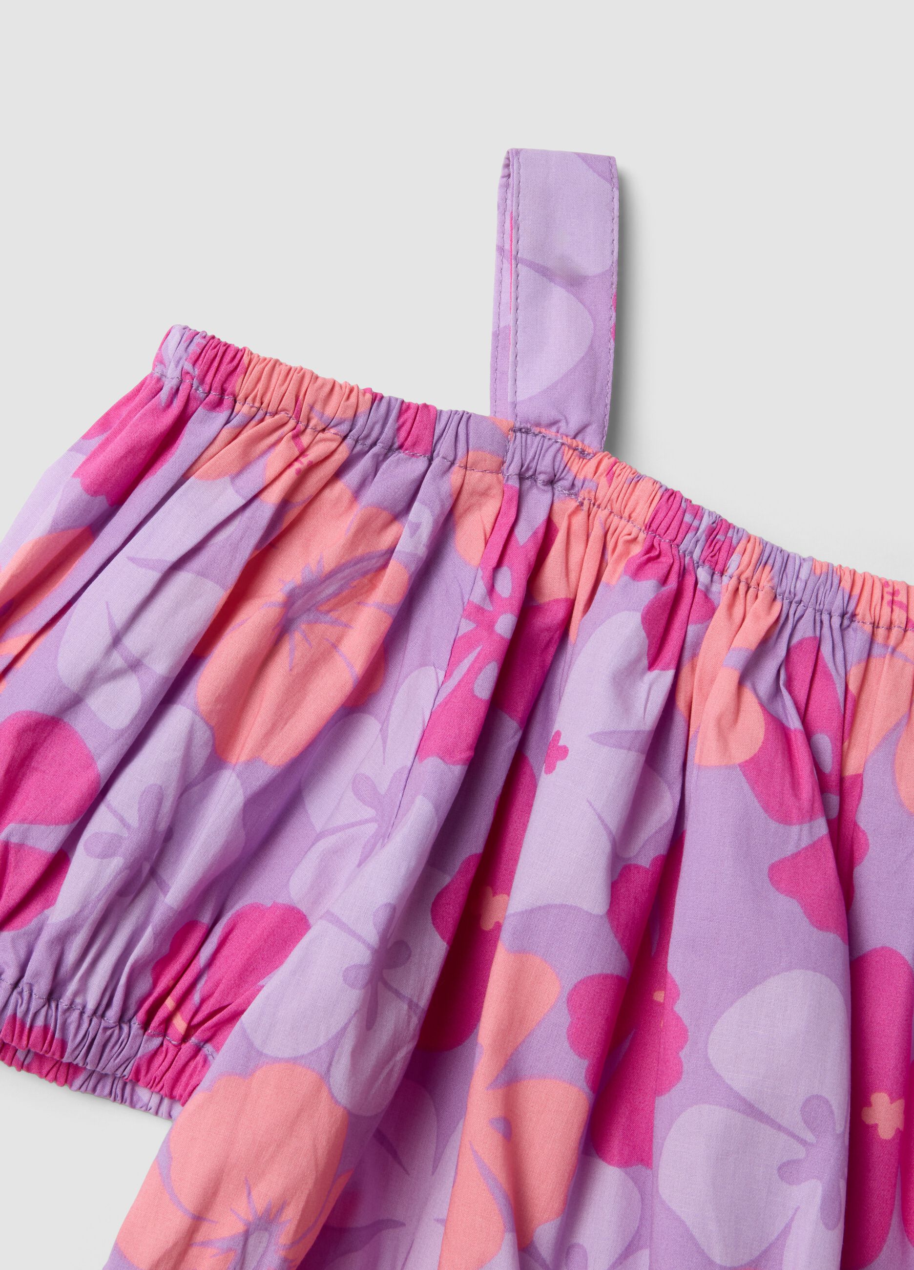 Purple pure cotton set with floral top and trousers