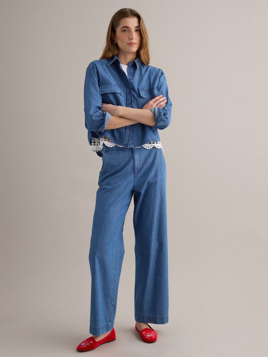 Camicia in puro cotone denim blu regular fit_2