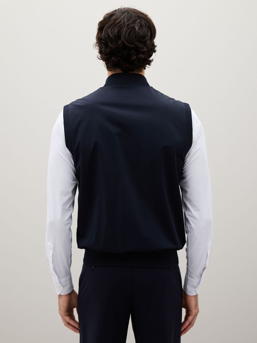 Regular Fit Blue Stretch Fabric Waistcoat_3
