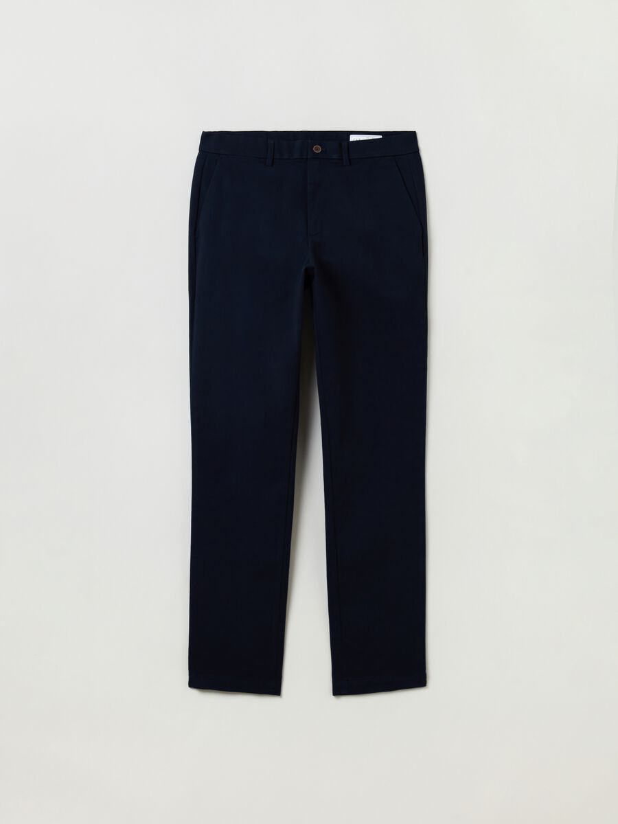 Stretch cotton slim fit trousers_1