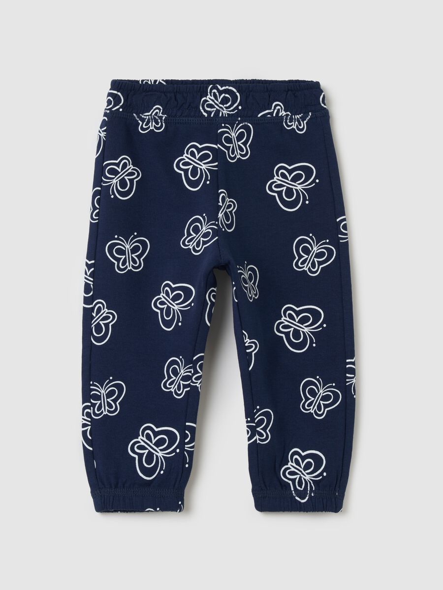Cotton joggers with elasticated trims and print_0