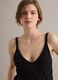 Black pure cotton regular-fit vest top with open-knit texture_2