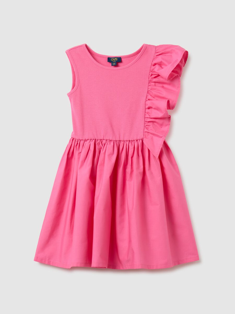Girl's Pink Cotton Dress Regular Fit_0