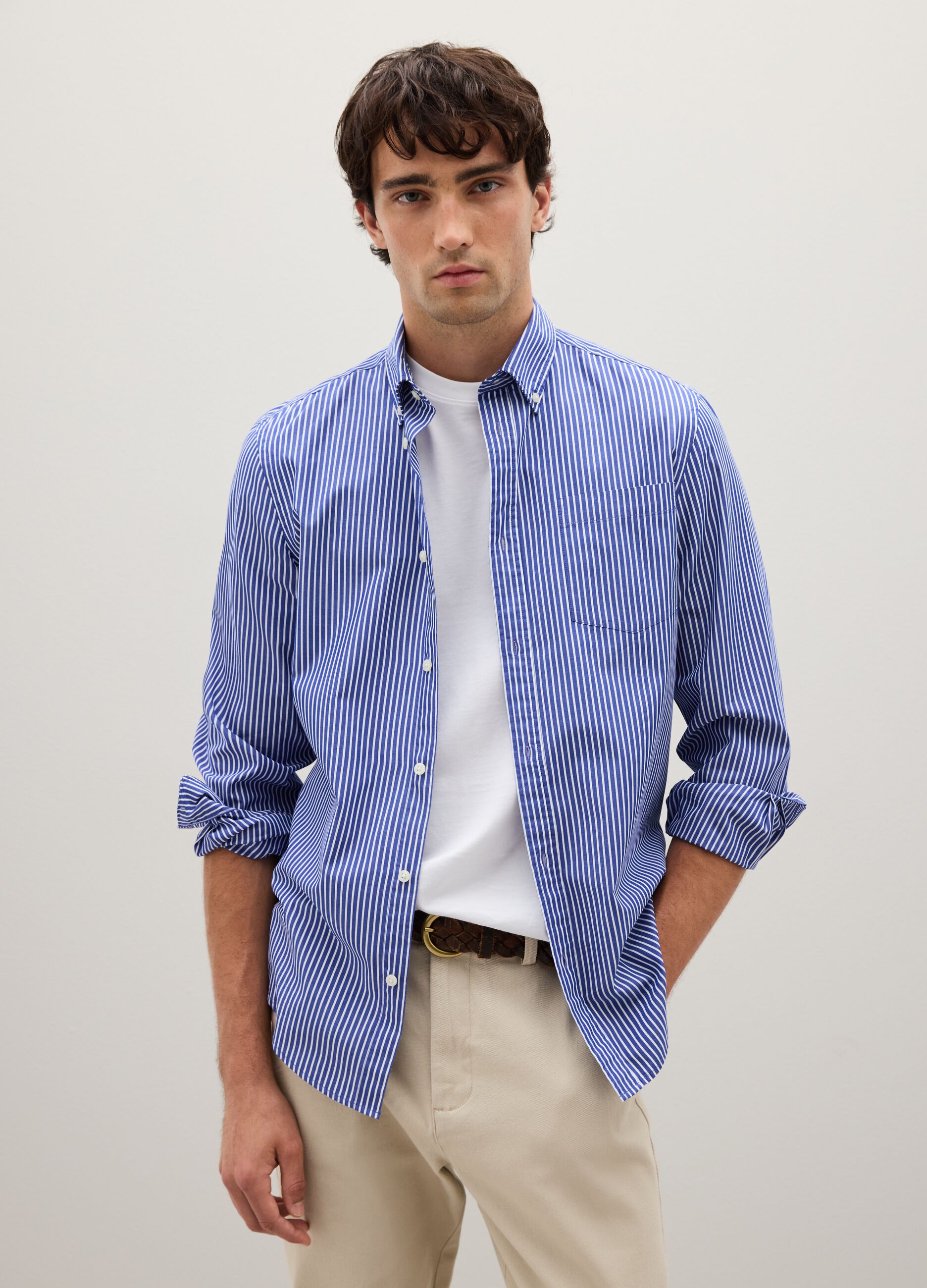 Multicoloured pure cotton regular fit shirt