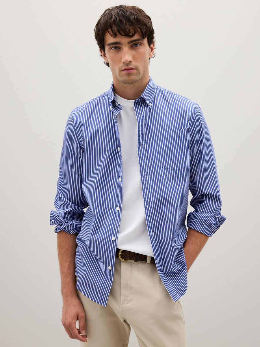 Multicoloured pure cotton regular fit shirt_0