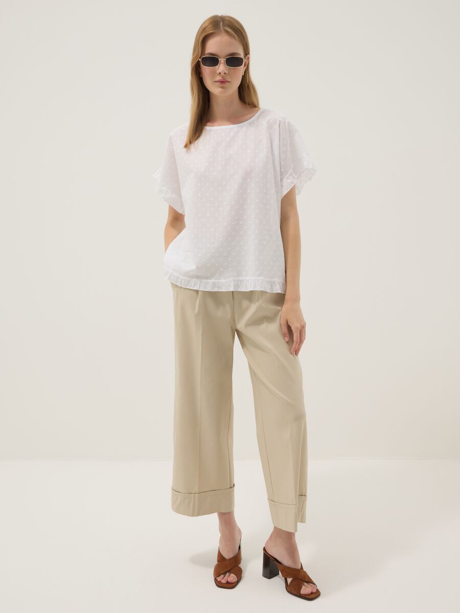 Beige stretch viscose palazzo trousers_1