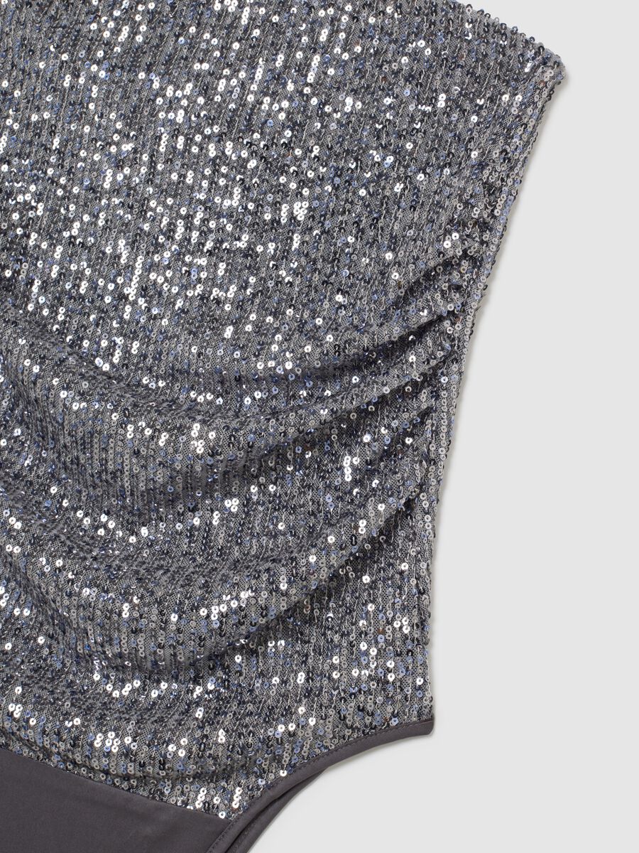 Grey bodysuit with sequins fitted style_1