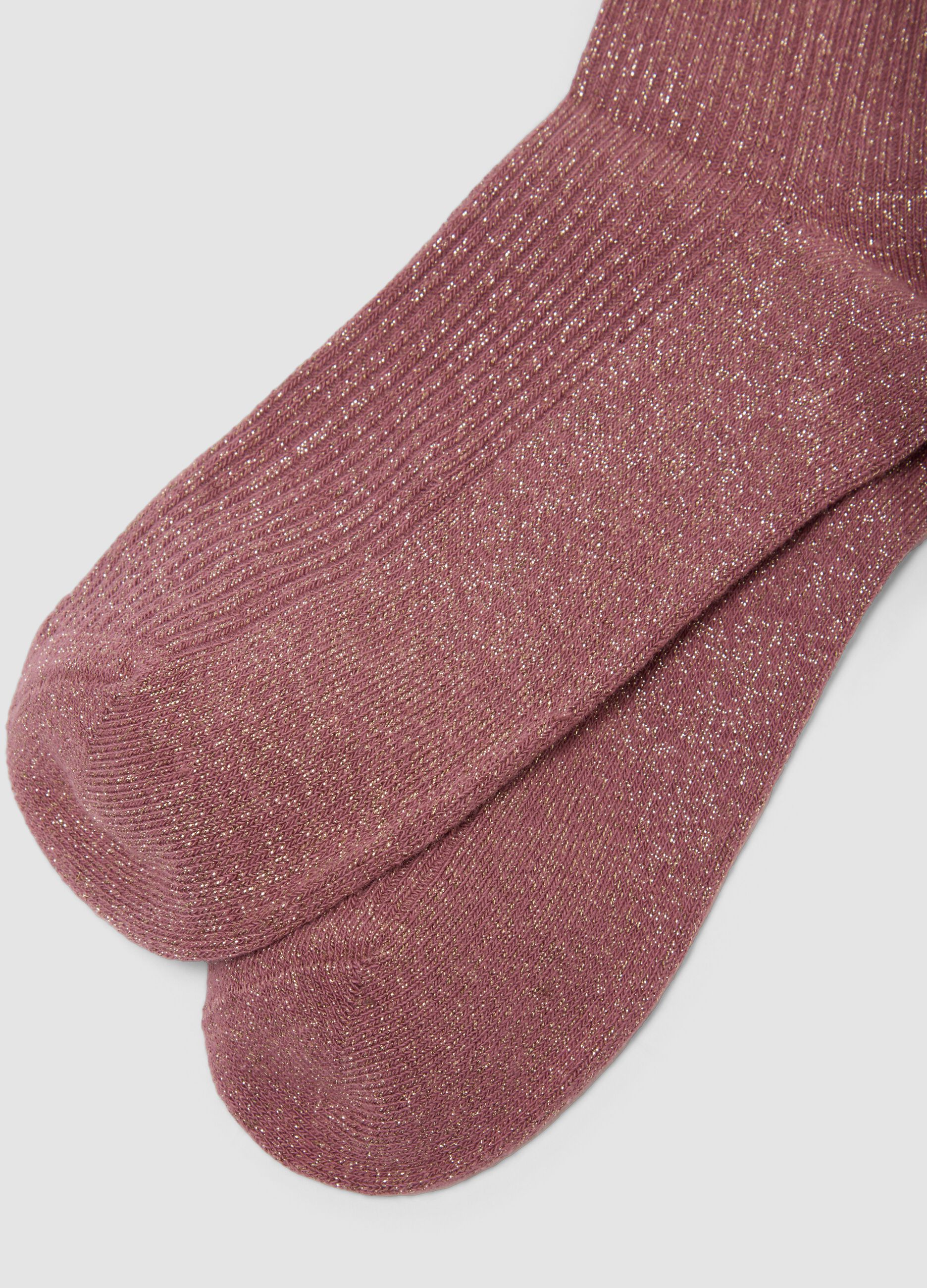 2-pack pink socks in organic stretch cotton with scalloped cuff