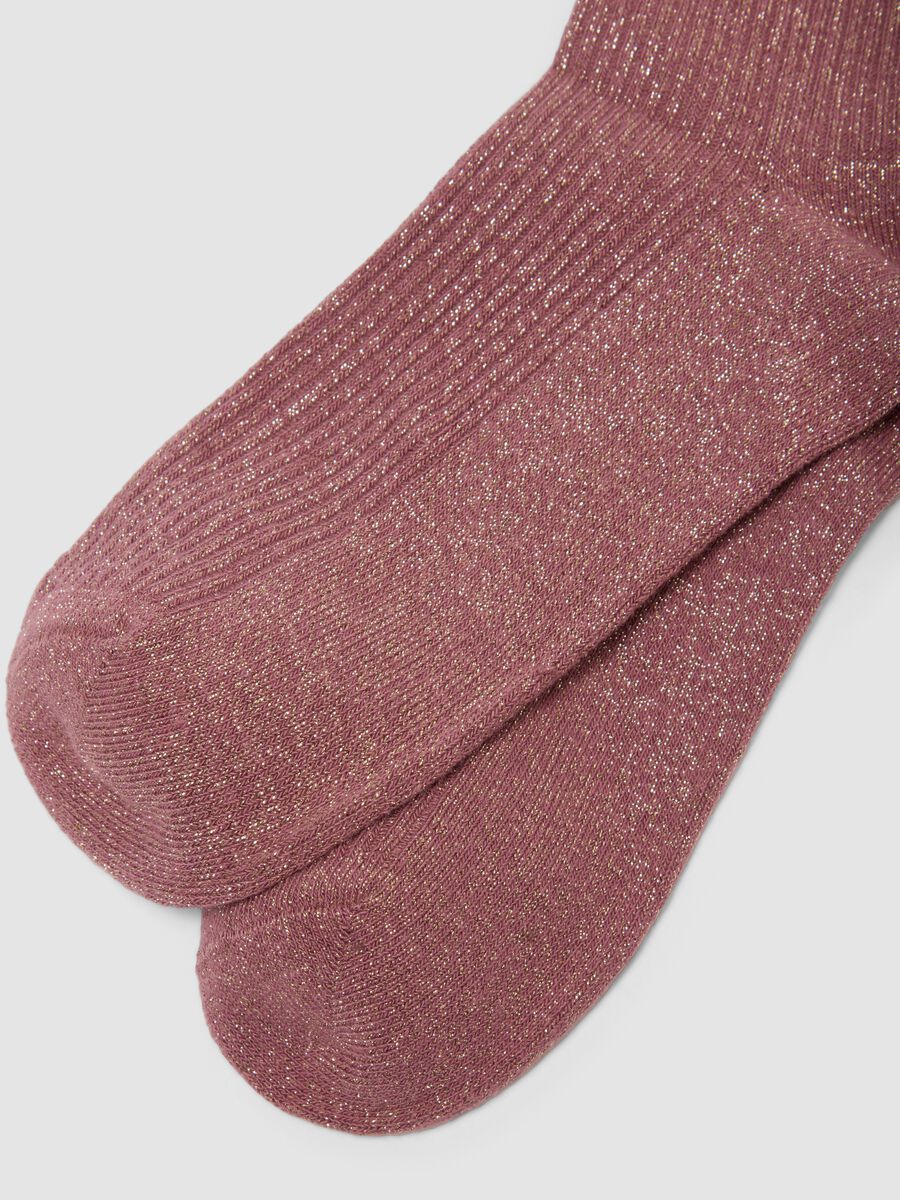 Bipack di calzini rosa in cotone organico elasticizzato con bordo smerlato_1