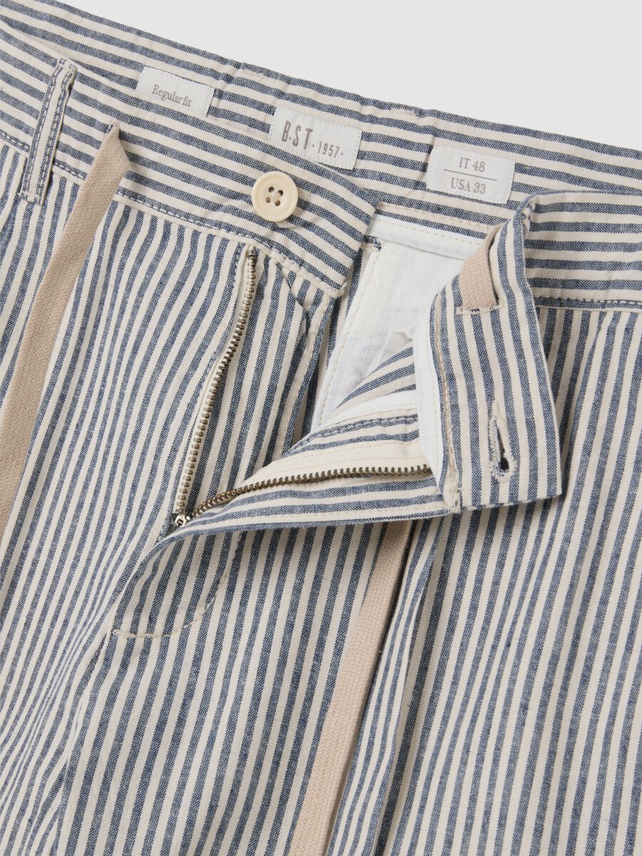 Men's’ regular-fit multicoloured Bermuda shorts in cotton and linen blend with drawstring_5