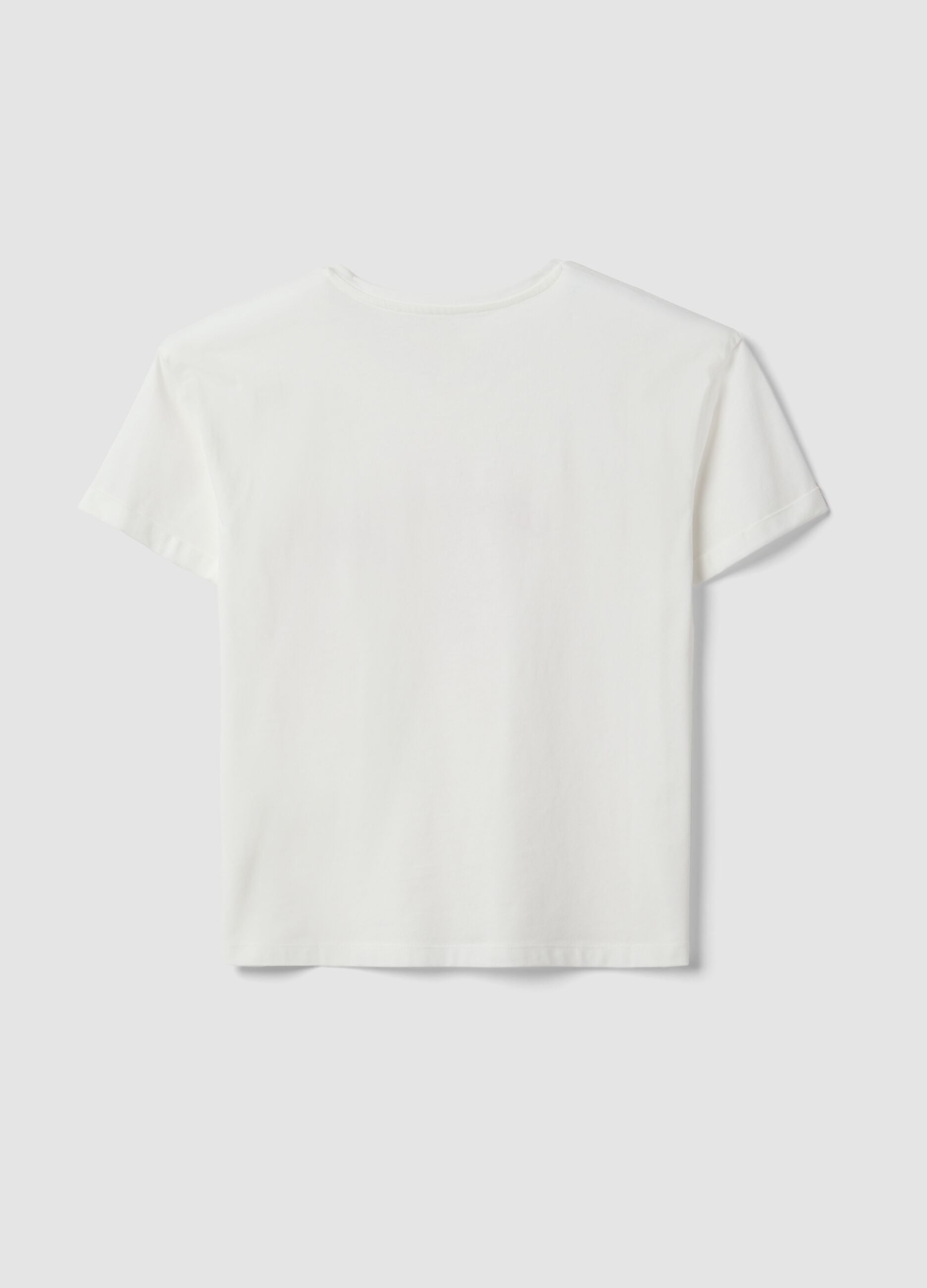 T-shirt pigiama bianco in cotone organico con scritte frontali