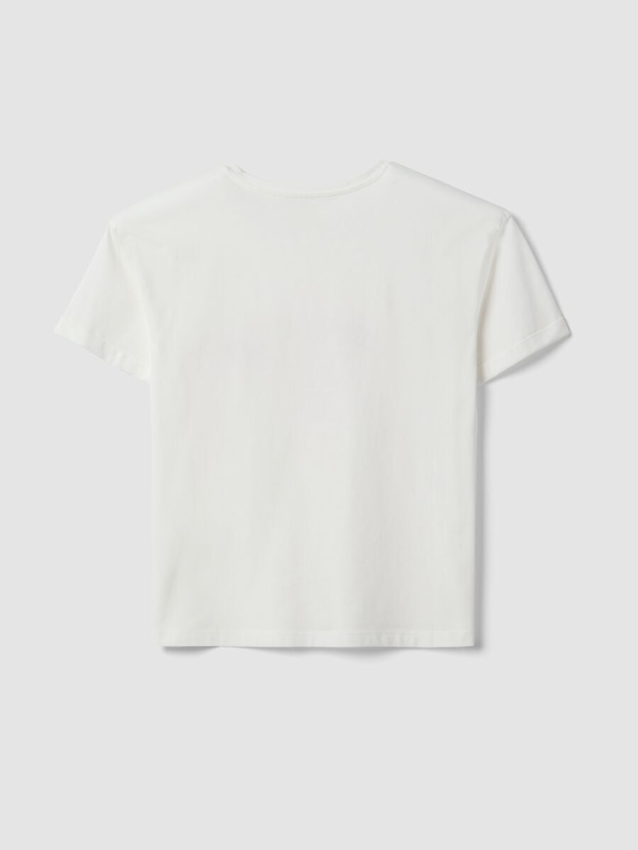 T-shirt pigiama bianco in cotone organico con scritte frontali_6