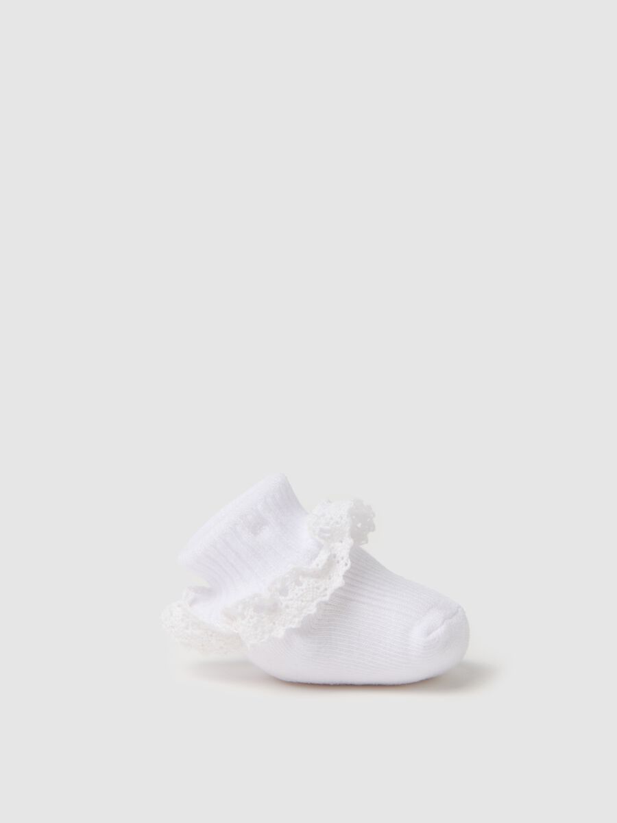 White knit shoes with broderie anglaise application_0