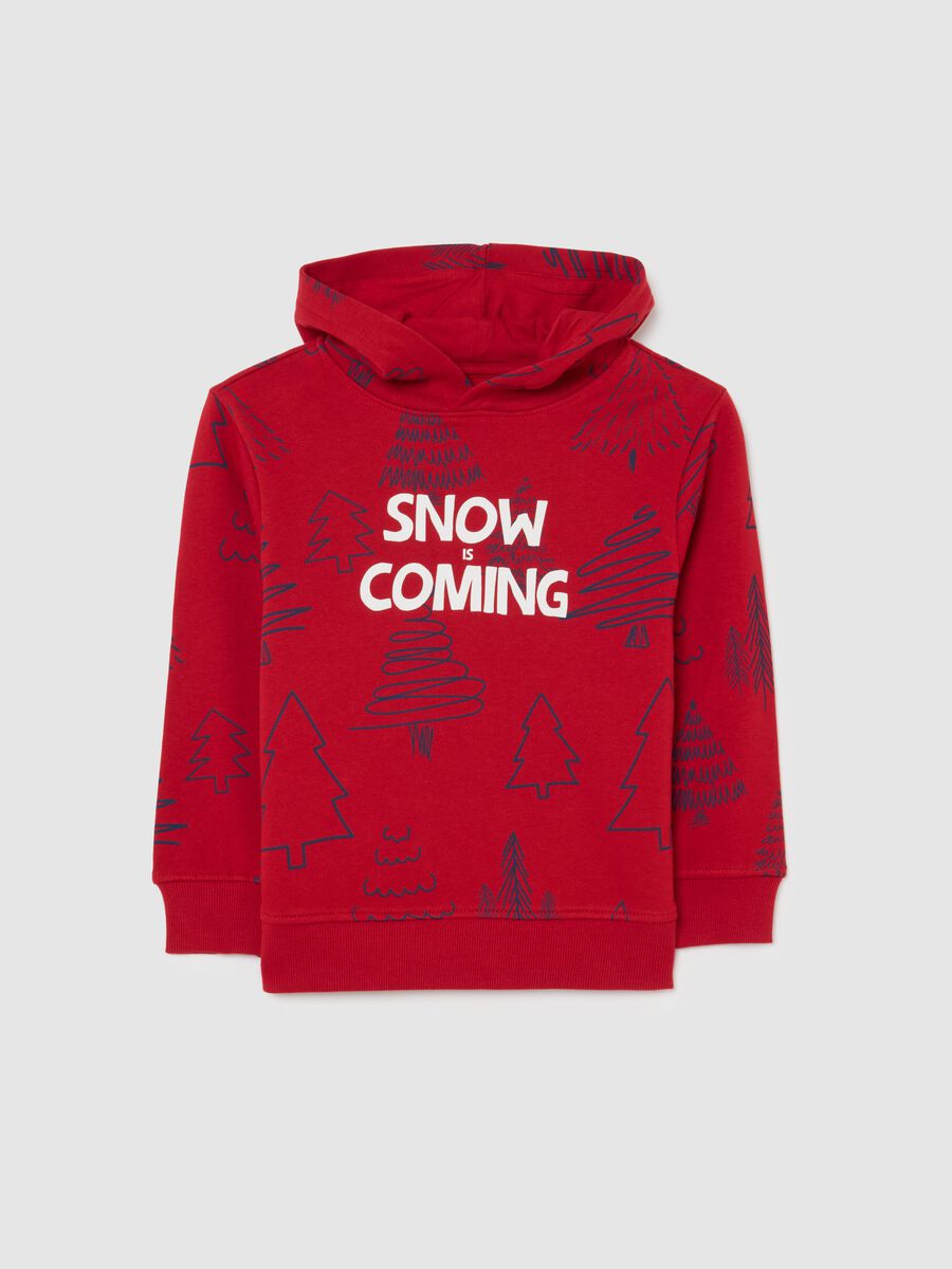 Children's Red Christmas Sweatshirt in Pure Cotton Regular Fit with Print_0