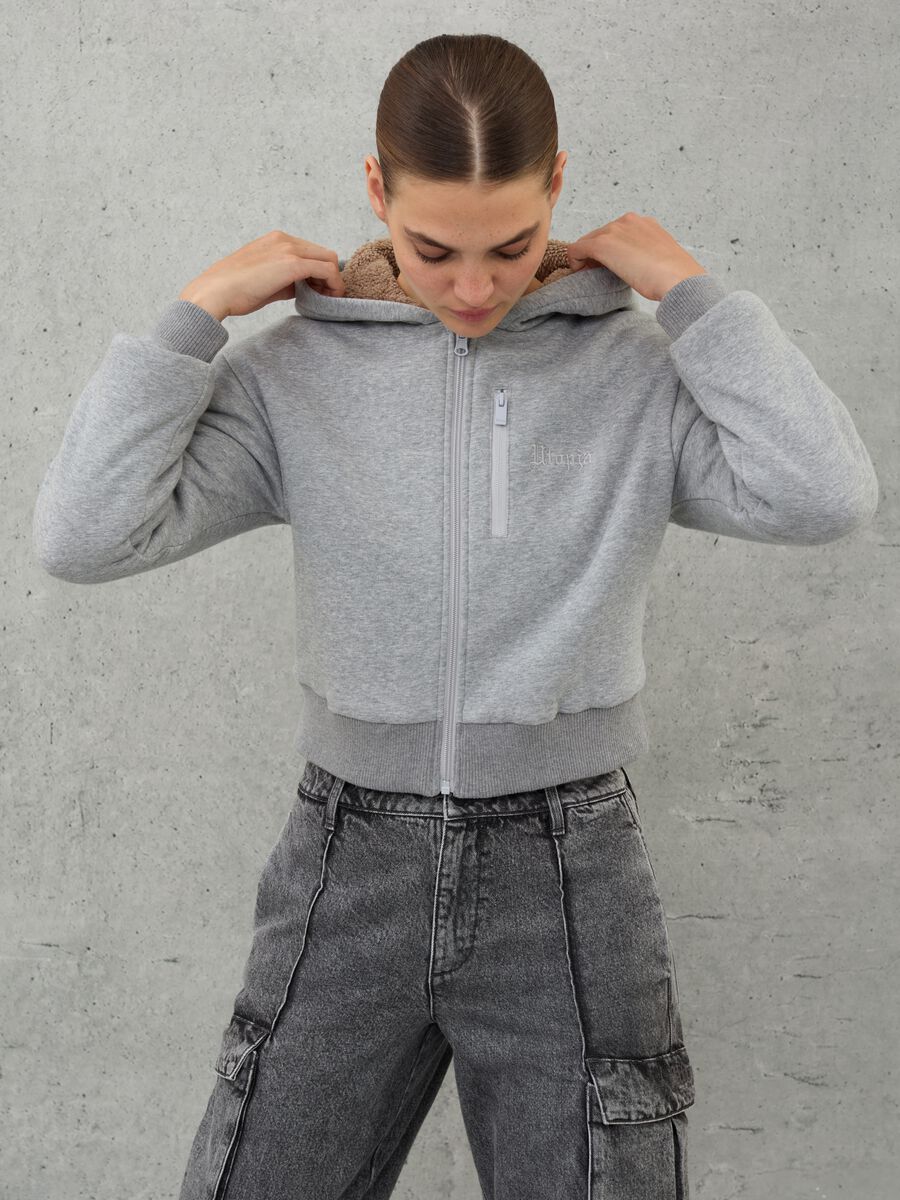 Teddy Zip Hoodie Grey Mélange_0