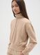 Girls' beige half-zip sweatshirt in a relaxed cotton blend fit_2