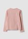 Pink stretch cotton T-shirt with bow embroidery for girls_1