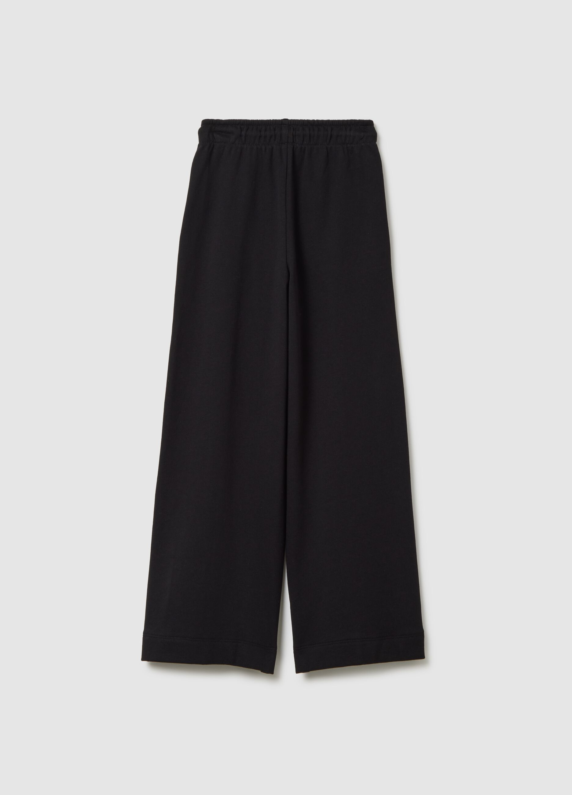 Girls' culotte trousers in pure black cotton