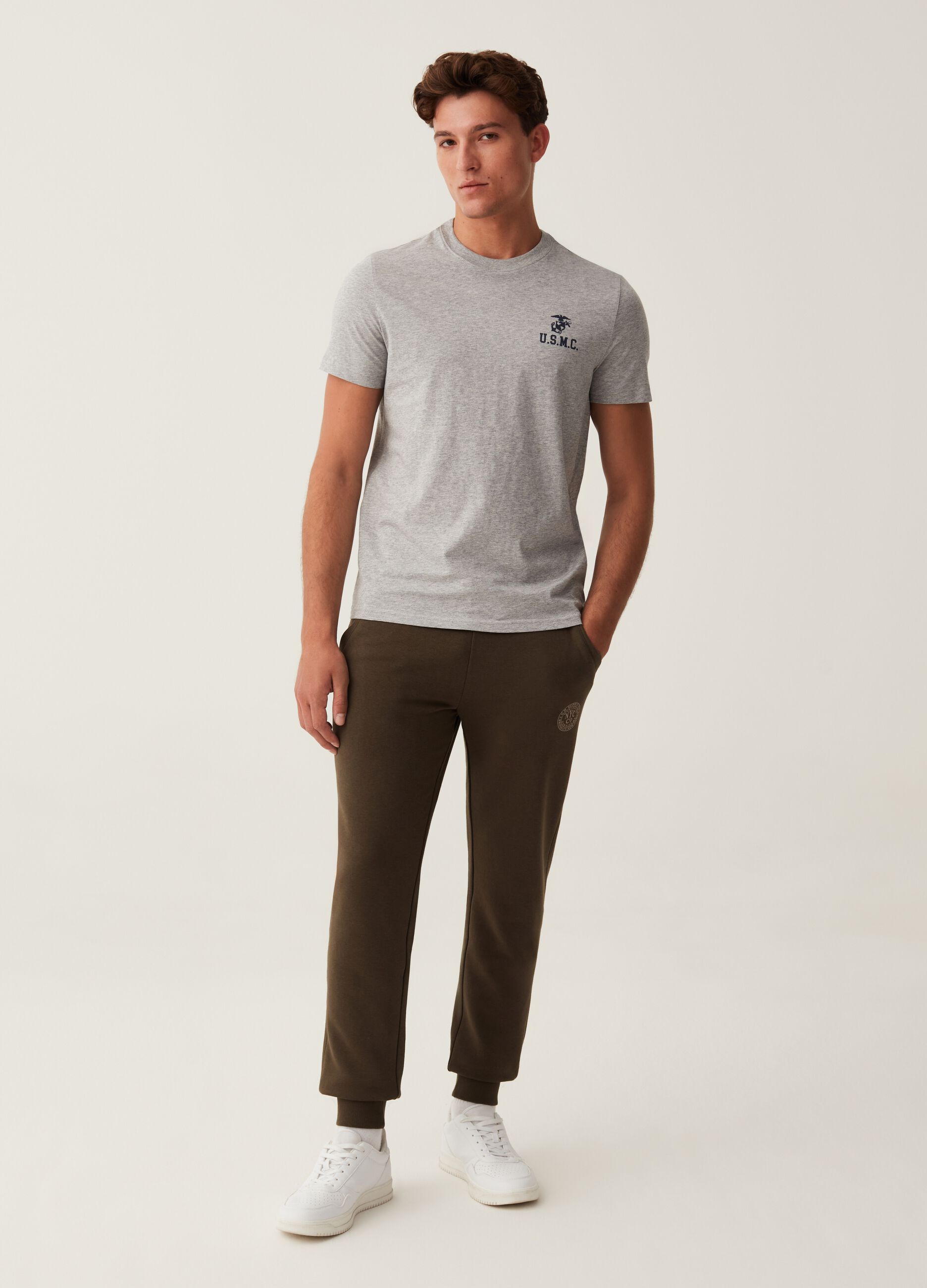Joggers in felpa con stampa_0