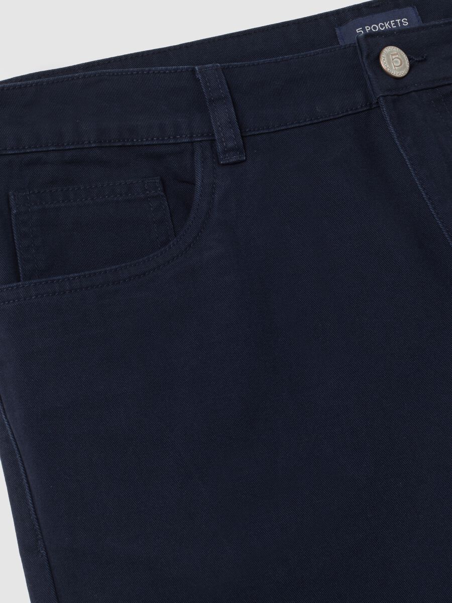 Regular Fit Blue Pure Cotton Trousers_5
