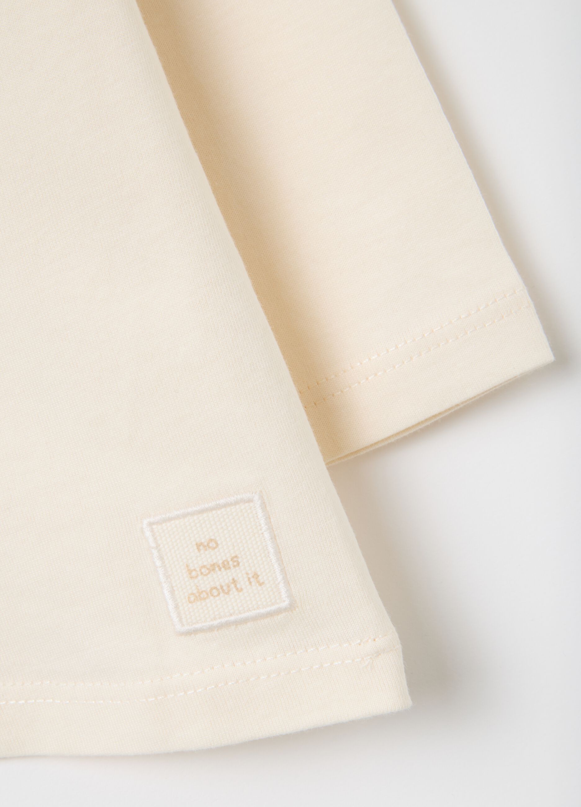 Children's beige pure cotton regular fit t-shirt
