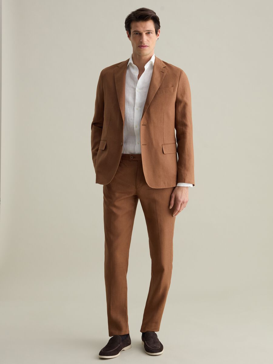 Single-breasted blazer in linen_1