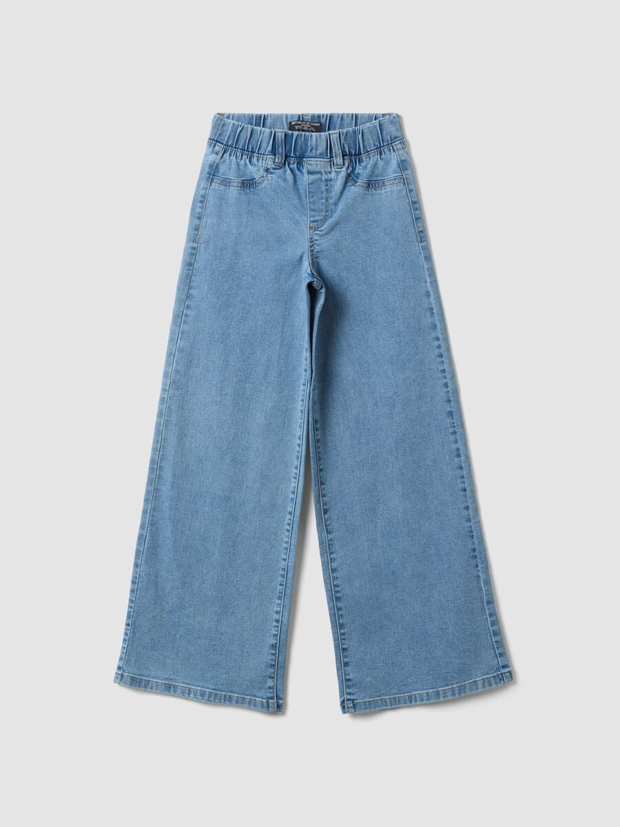 Jeggings denim in cotone e viscosa elasticizzata super wide leg da ragazza_0