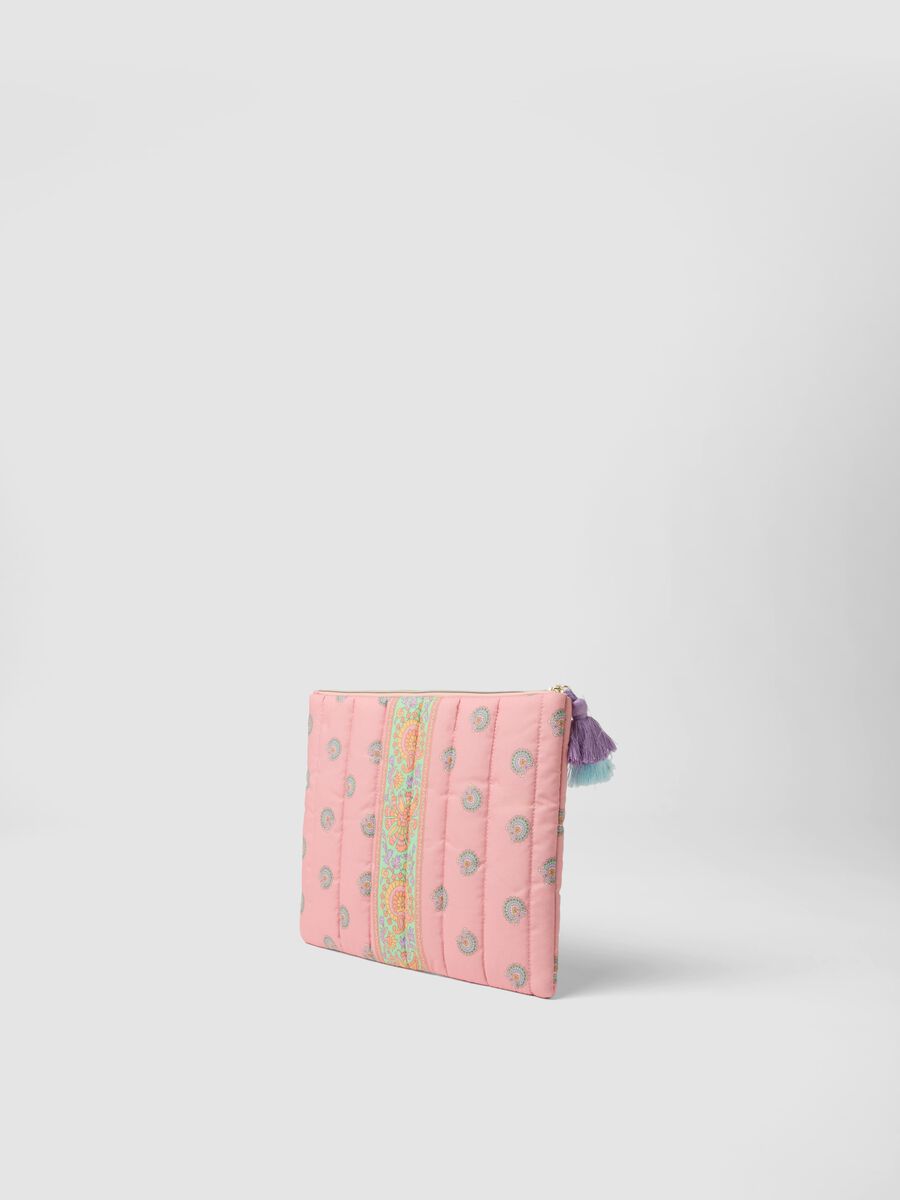 Pink pure cotton pouch with pompom_1