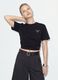 Black relaxed-fit pure cotton T-shirt with embroidered slogan_0
