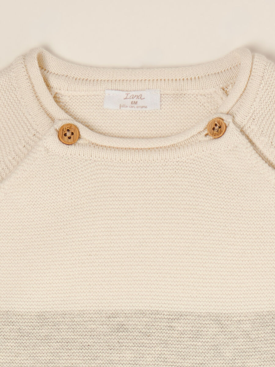 Completo beige in puro cotone con maglia e pantaloni_2