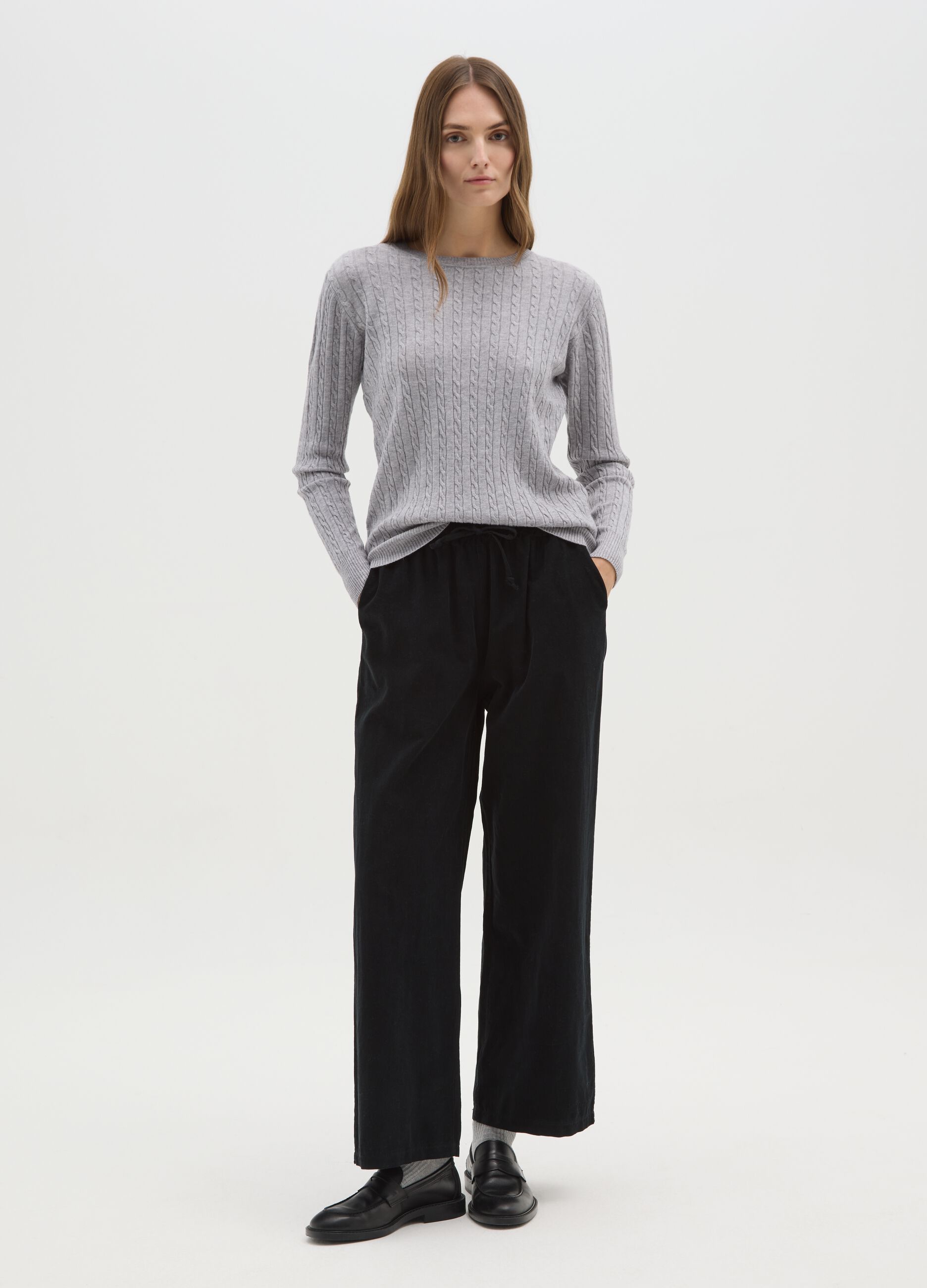 Grey Interwoven Regular Fit Jumper