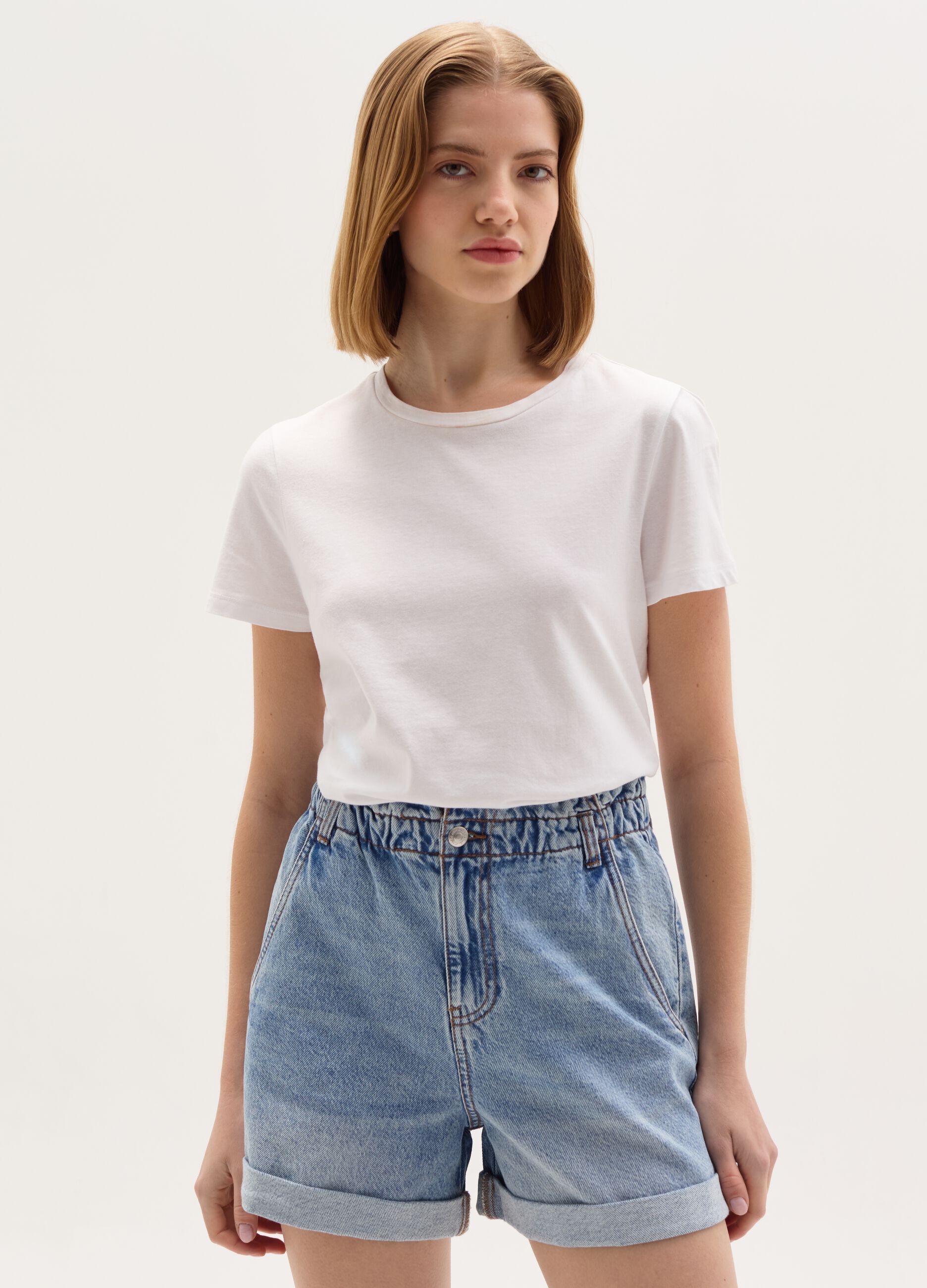 Shorts paper bag in denim