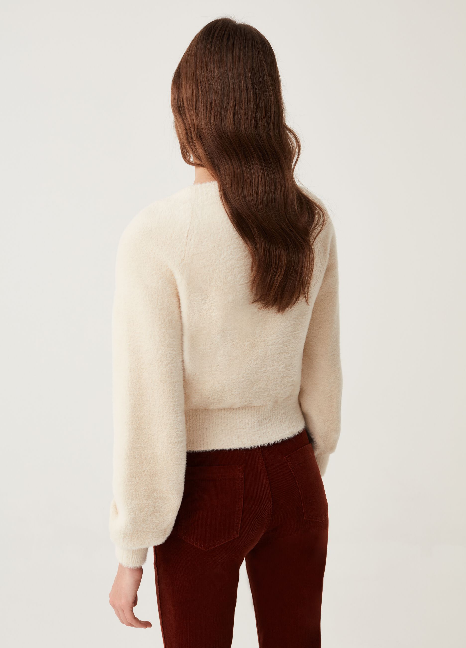 Cardigan eco fur con bottoni_1