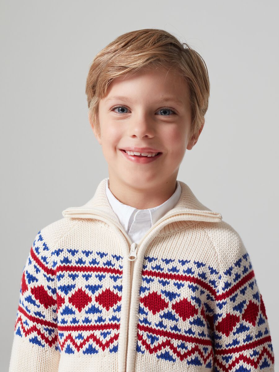 Cardigan full-zip con lavorazione geometrica _1
