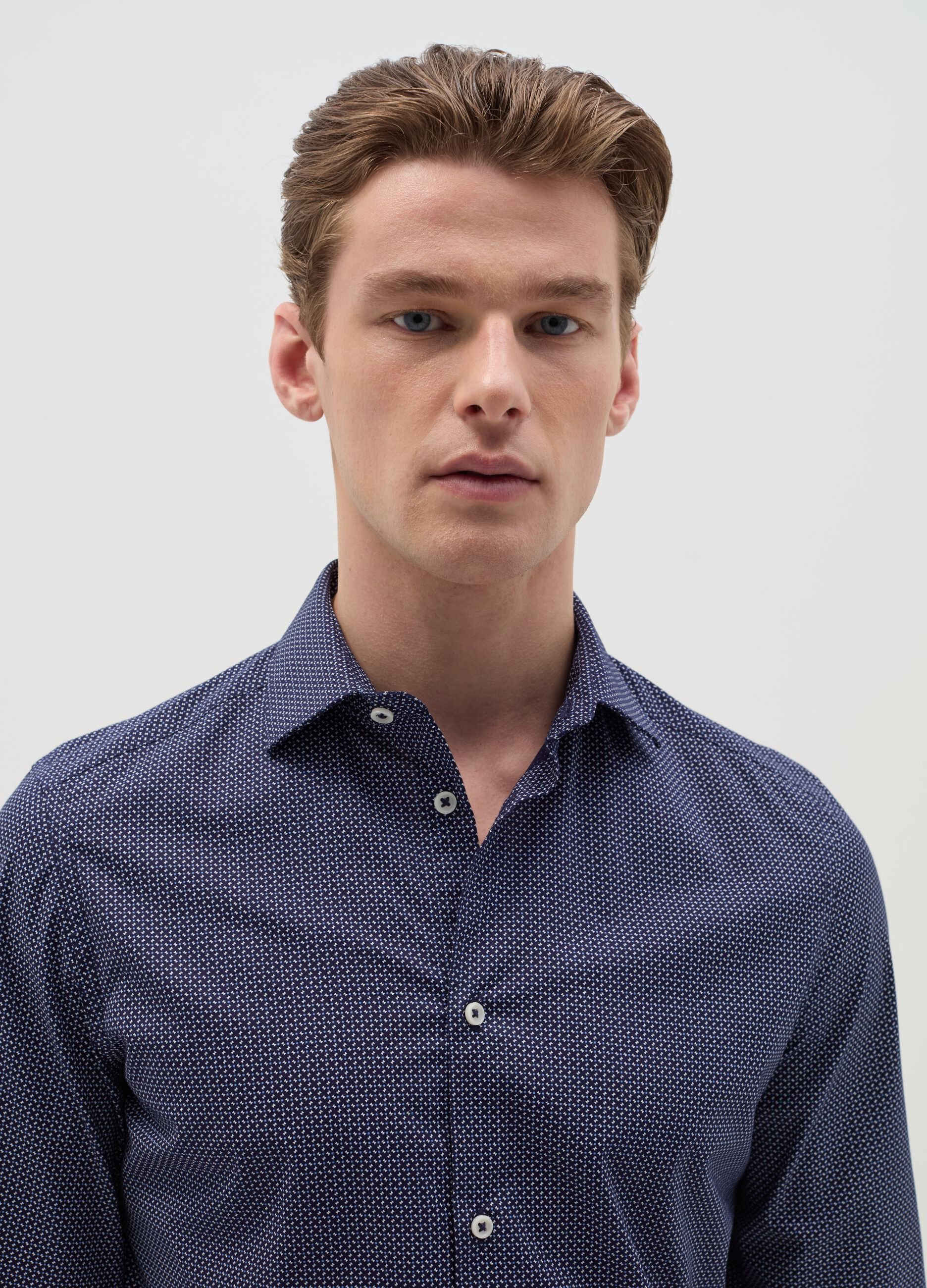 Slim-fit shirt with micro print