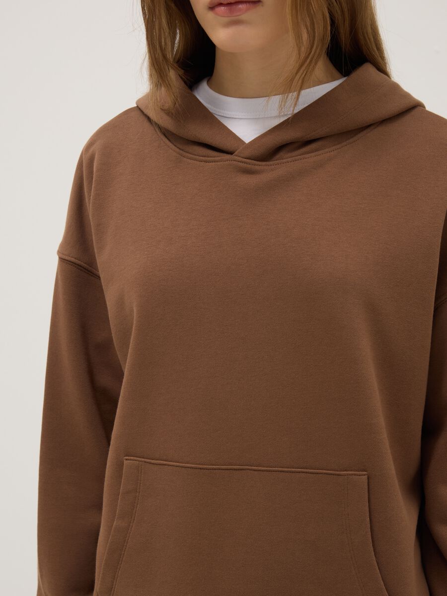 Brown cotton blend hoodie regular fit_3
