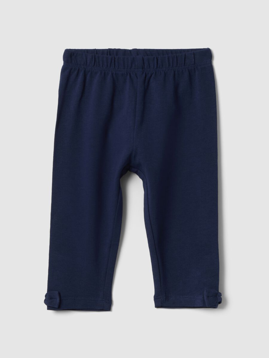 Slim fit blue stretch cotton leggings for girls_0