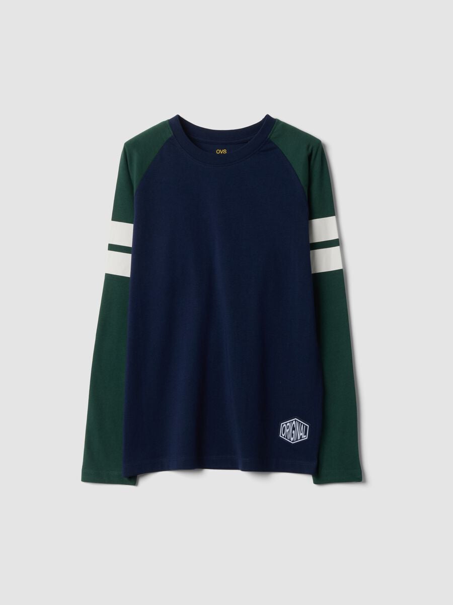 Blue organic cotton crew-neck T-shirt_0