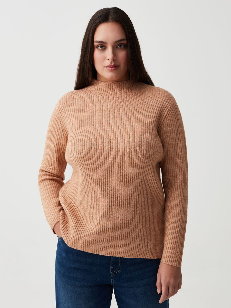 Maglia in lurex a coste con spacchi Curvy_0