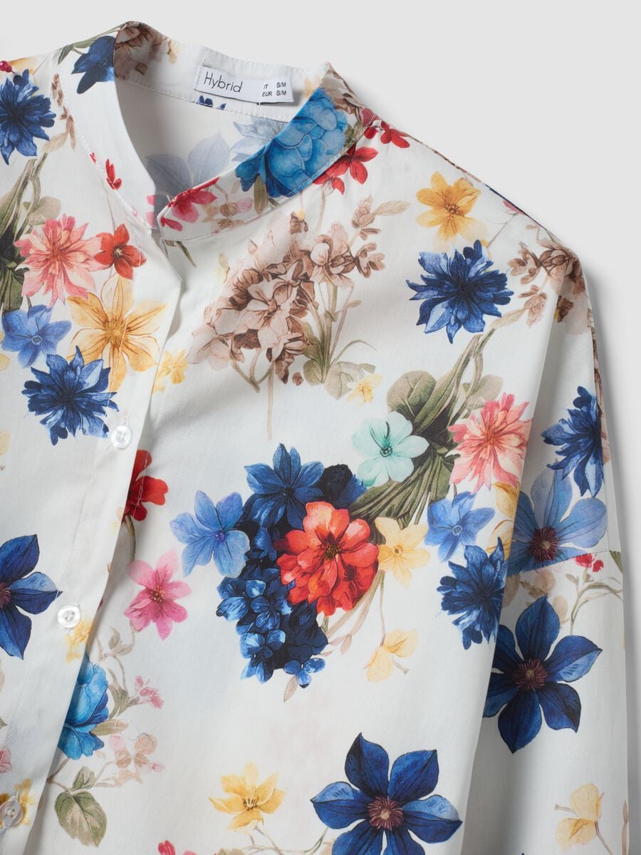 White stretch cotton floral shirt_1