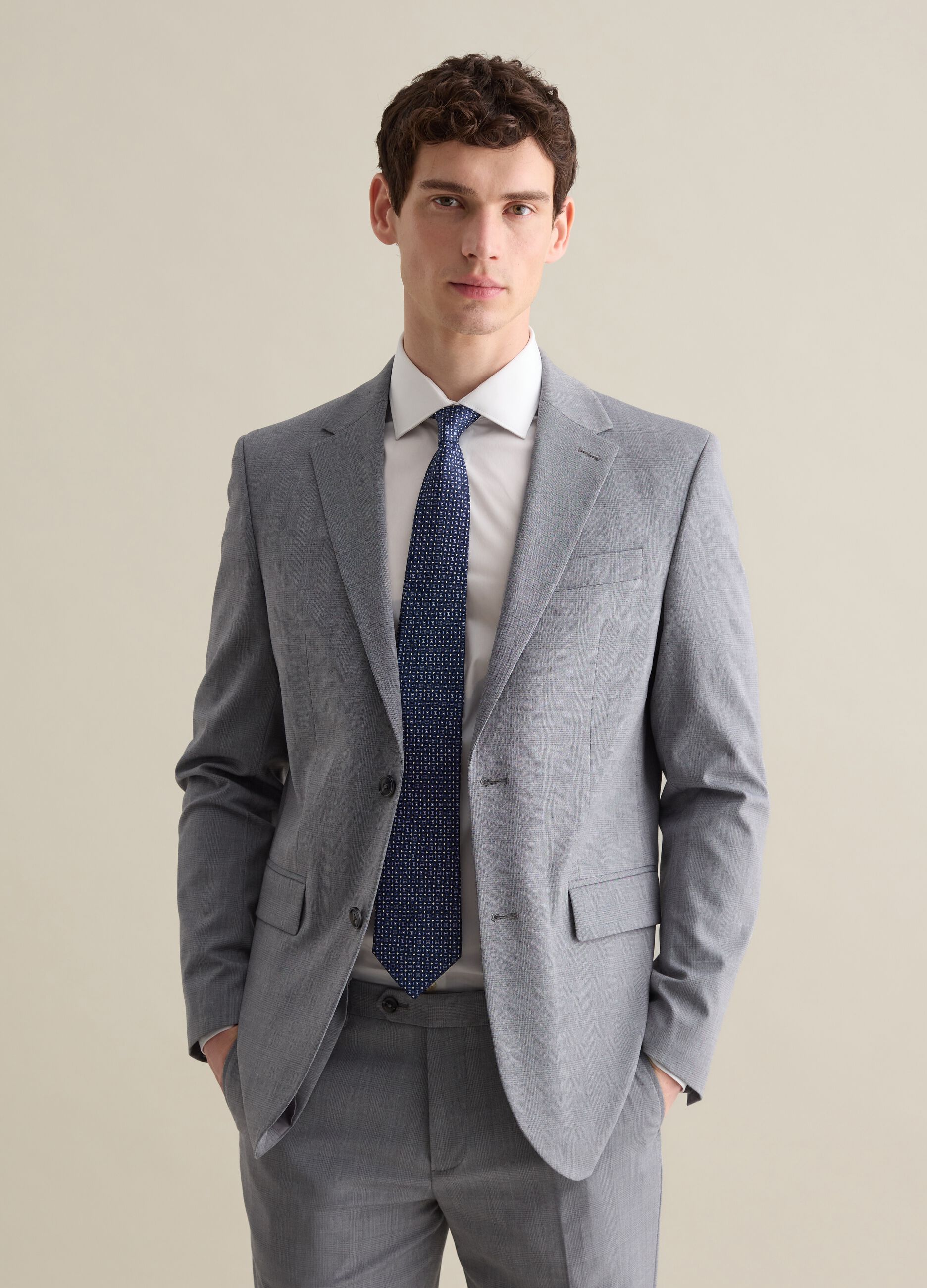 Regular-fit single-breasted blazer in Prince of Wales