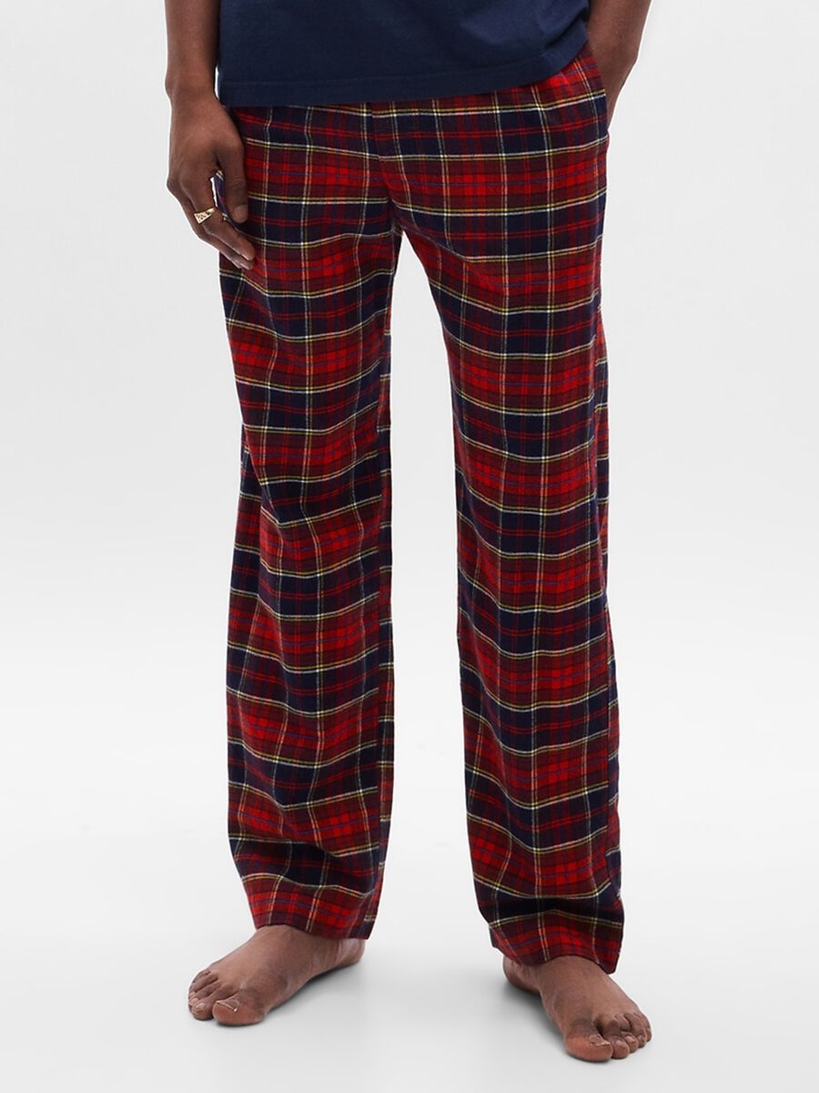 Pantalone pigiama in flanella tartan_1