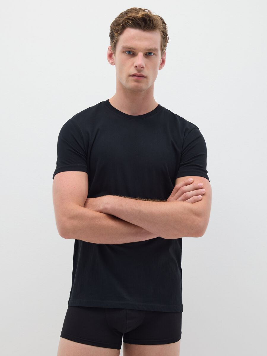 T-shirt da uomo in puro cotone nero_1
